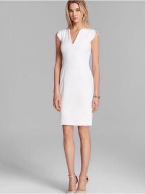 French Connection Ivory V-Notch/Cap sleeve Dress